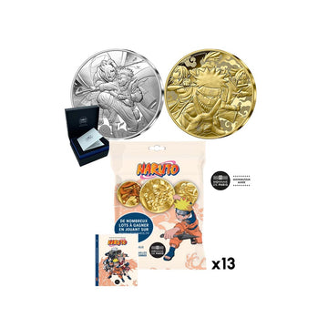 Naruto - lot 10 € and 50 € with 13 mini -medals and the collector's album - 2023