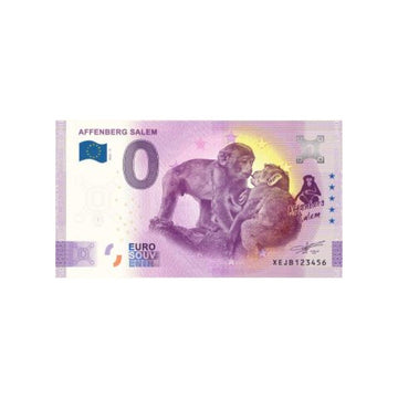 Souvenir ticket from zero to Euro - Affenberg Salem - Germany - 2022