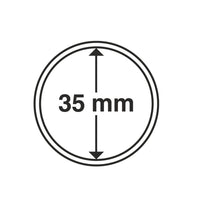 Cápsulas para peças de moeda diâmetro interno 35 mm.