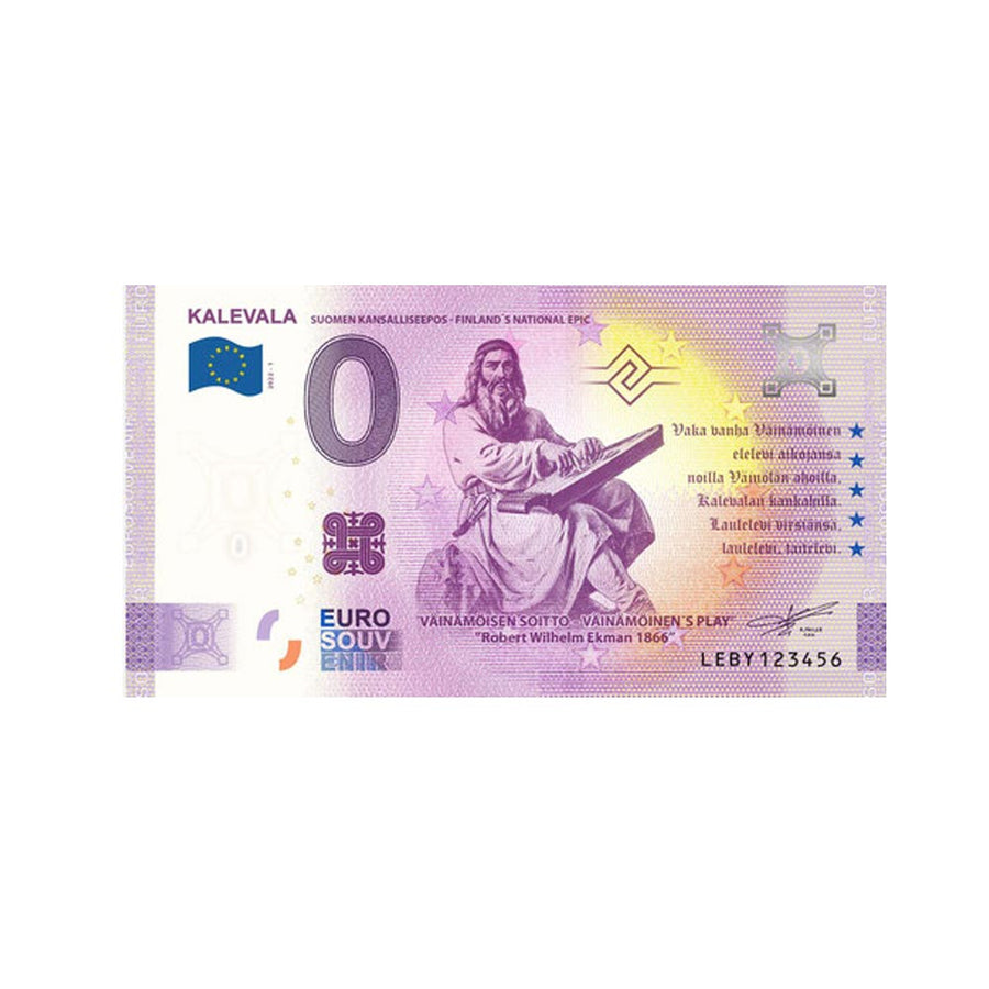 Bilhete de lembrança de Zero Euro - Kalevala Robert Wilhelm Ekman 1866 - Finlândia - 2022