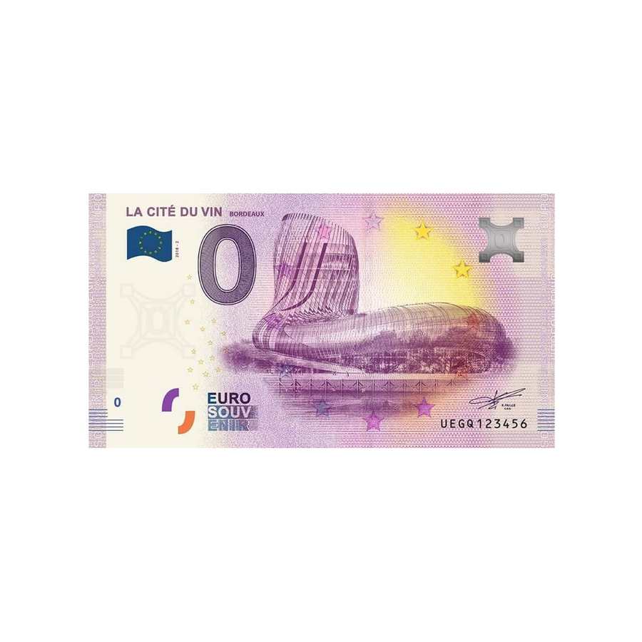 Souvenir ticket from zero to Euro - La Cité du Vin - France - 2022