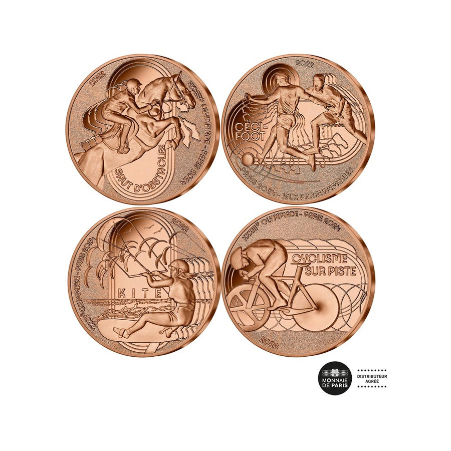 Jeux Olympiques de Paris 2024 - Lot de 4 monnaies de 1/4€ Bronze - 2022