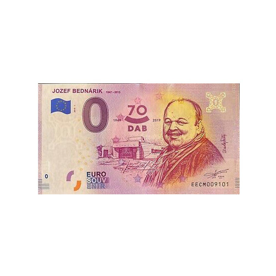 Billet souvenir de zéro euro - Jozef Bednarik - Slovaquie - 2019