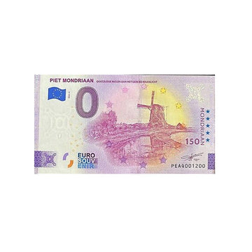 Souvenir Ticket van Zero Euro - Piet Mondriaan - Oostzijdse Molen Aan Het Gein Bijaan Maanlicht - Nederland - 2022