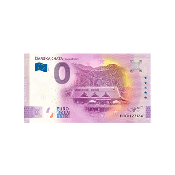 Bilhete de lembrança de zero para euro - ziarska chata - eslováquia - 2020