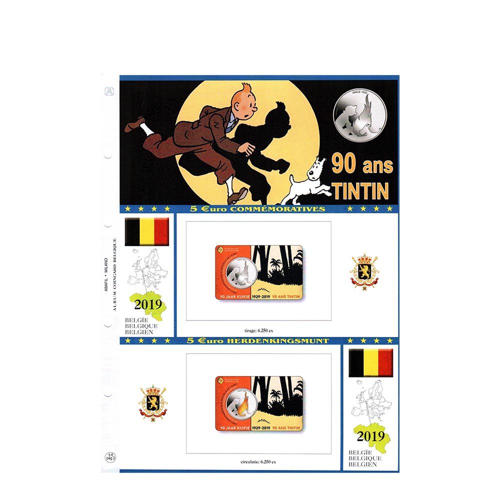 Blätter Album 2015 bis 2020 - 5 Euro -Gedenkfleischstatus - Belgien