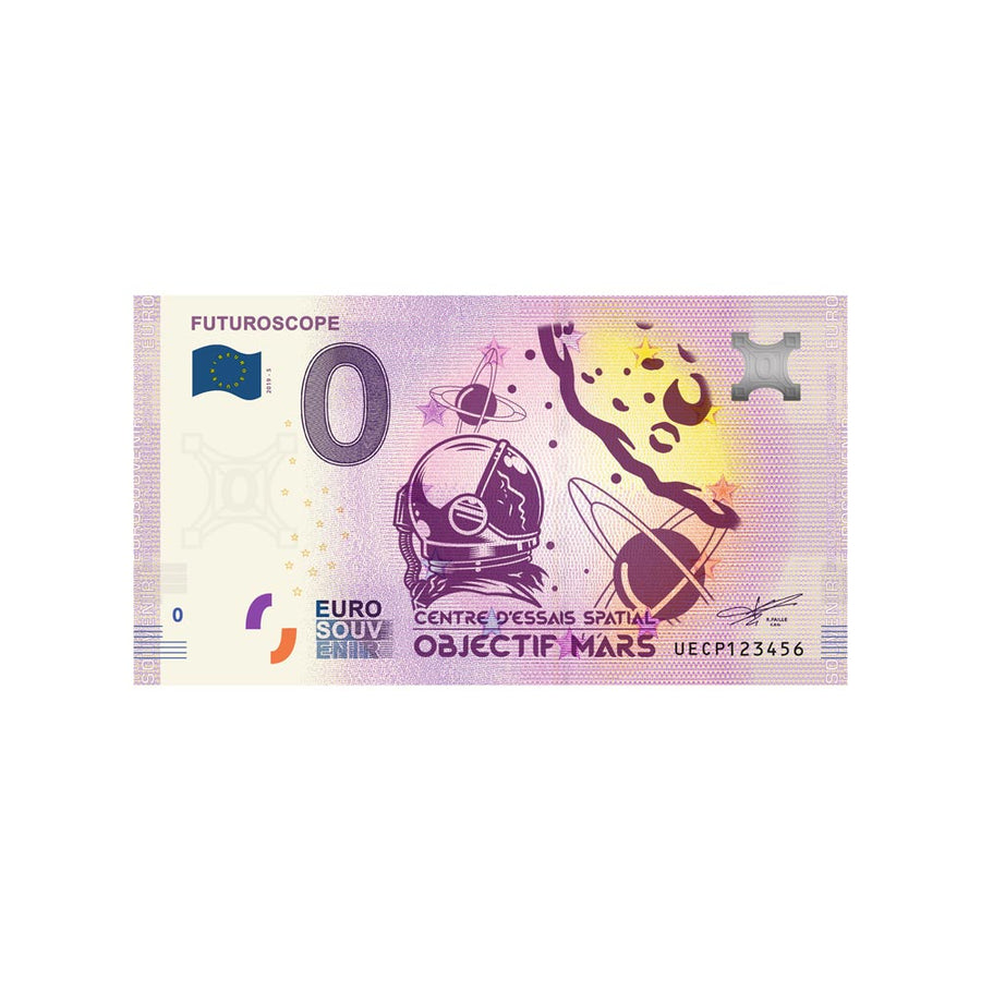 Biglietto souvenir da zero a euro - futuroscopio "obiettivo Marte" - Francia - 2020