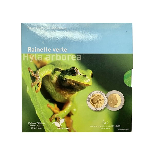 ⁣⁢Luxembourg 2017 - 5 Euro Commemorative - Green Tree Frog - Proof⁤⁣