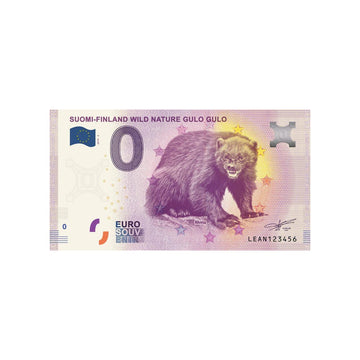 Souvenir -Ticket von Zero Euro - Suomi Wild Nature Gulo Gulo - Finnland - 2019