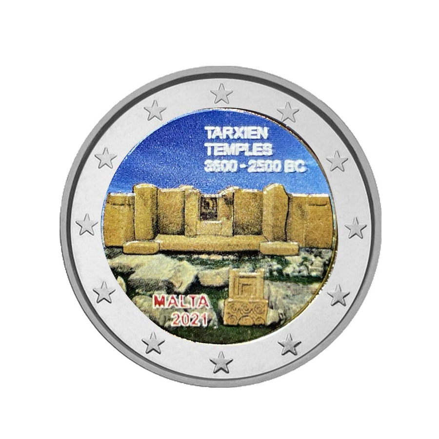 Malta 2021 - 2 Euro commemorative - Tarxian temples - Colorized