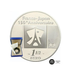 Relations Diplomatiques France-Japon - Tableau Japonais - Monnaie de 1,5€ Argent - BE 2008