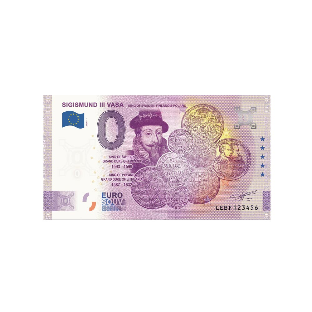 Biglietto di souvenir da zero a euro - Sigismund III VASA - Finlandia - 2020