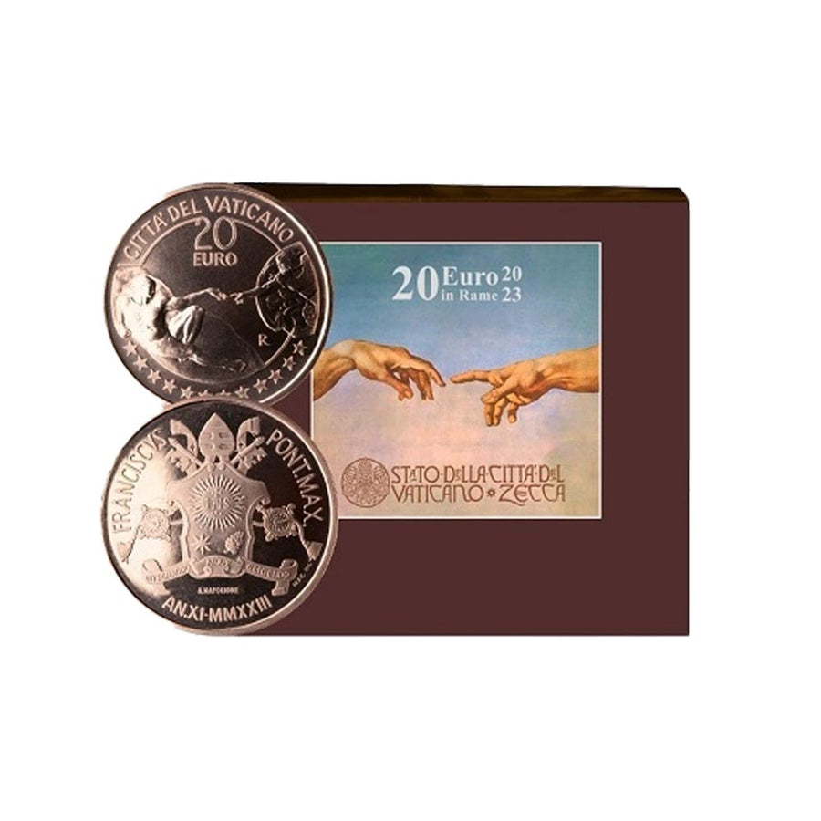 The creation of Adam, Michelangelo - Mint of € 20 - Vatican 2023