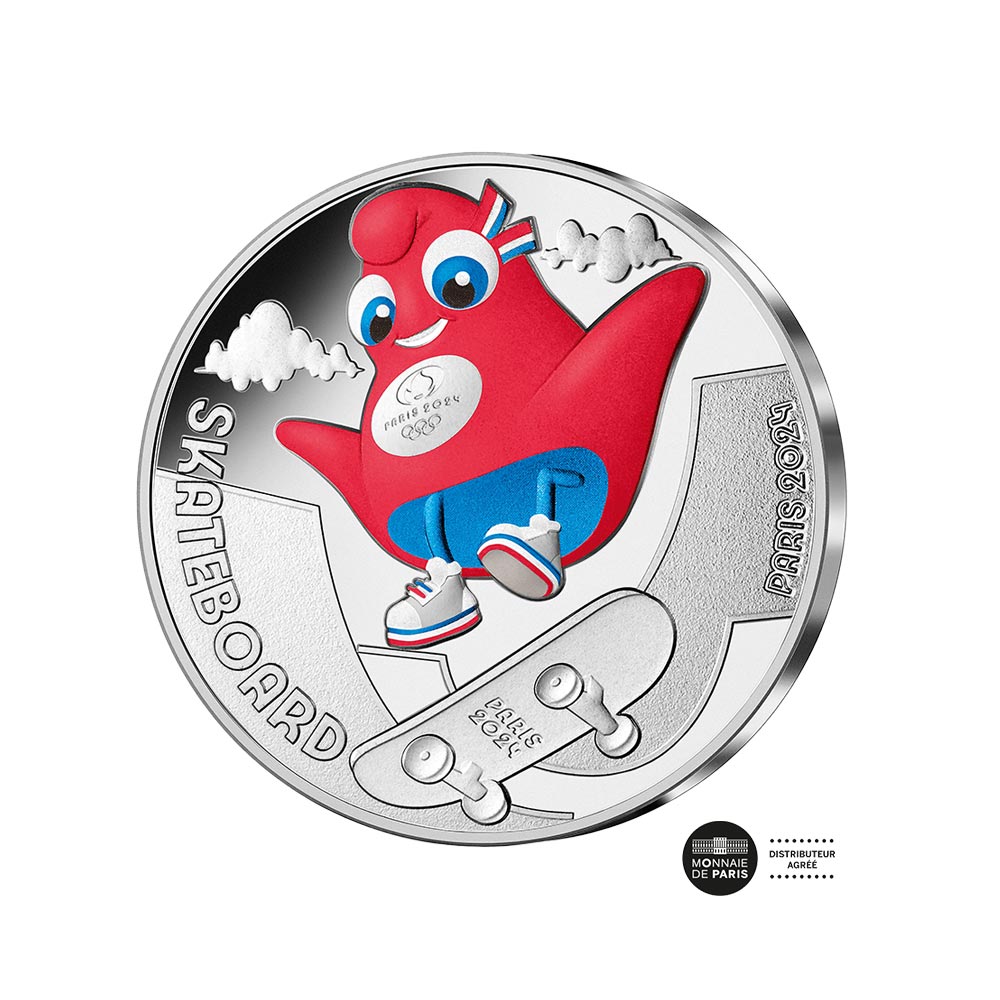 Jeux Olympiques de Paris 2024 - Le Skateboard (4/9) - Monnaie de 10€ Argent - Vague 1 Colorisée