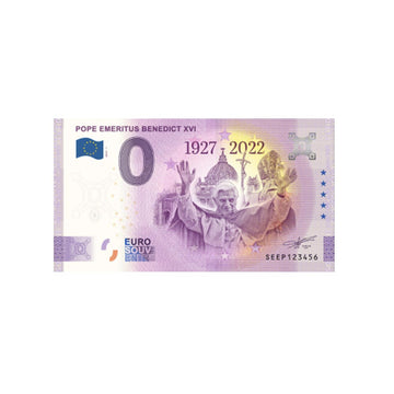 Souvenir ticket from zero to Euro - Pope Emeritus Benedict XVI - Italy - 2023