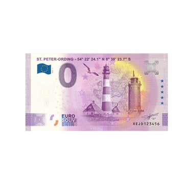 Souvenir -ticket van nul tot euro - St. Peter -Order - Duitsland - 2022