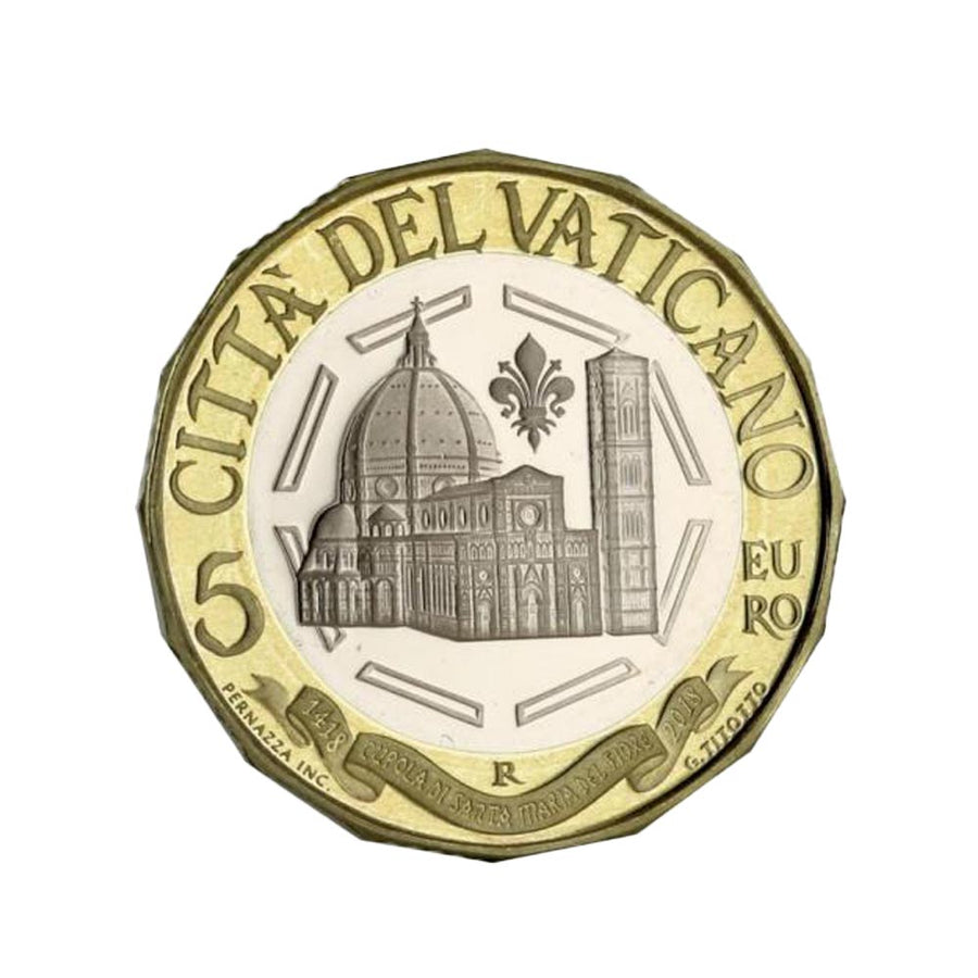 Vaticano 2018 - 5 euros comemorativo - 600º aniversário da cúpula de Santa Maria del Fiore - seja