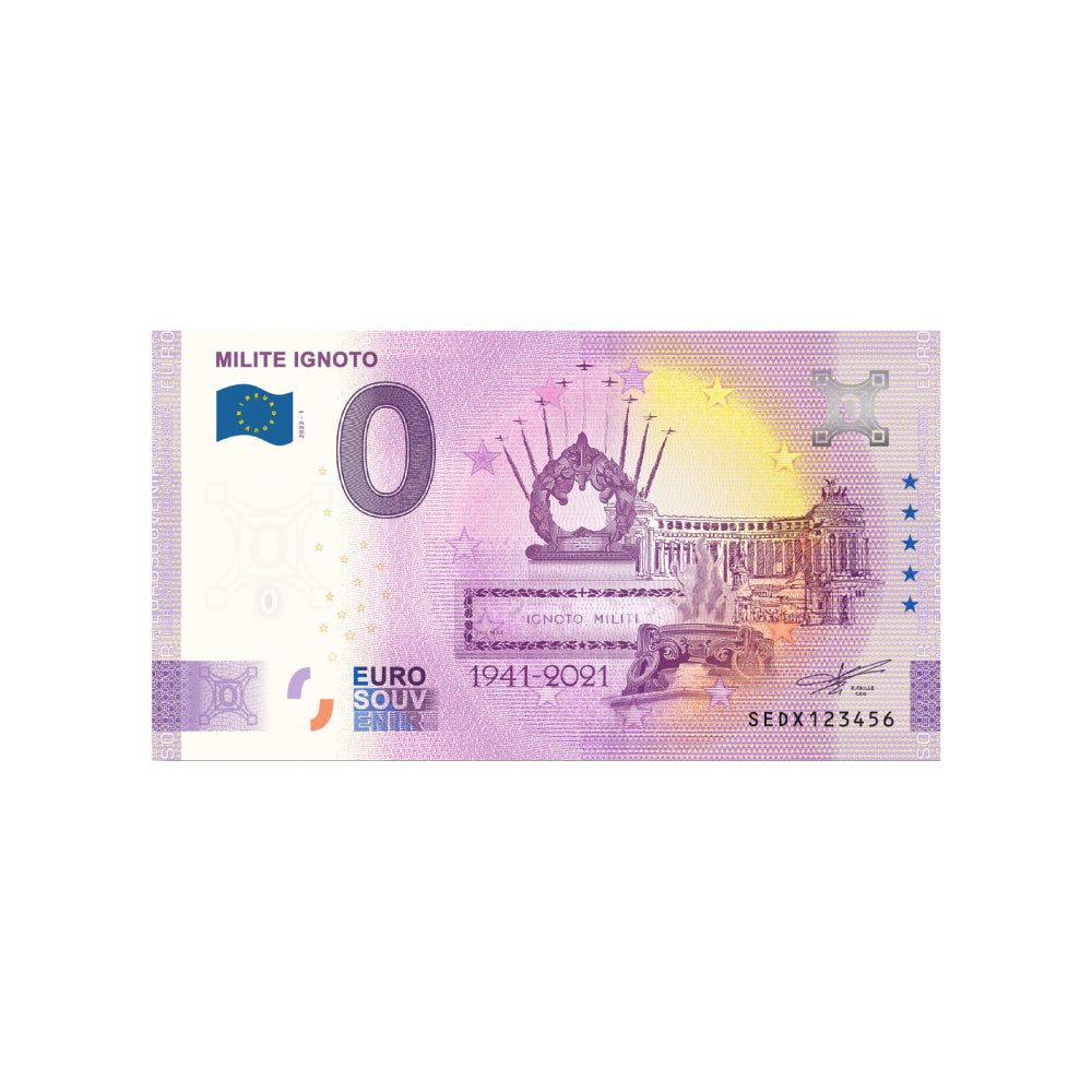 Billet souvenir de zéro euro - Milite Ignoto - Italie 2022