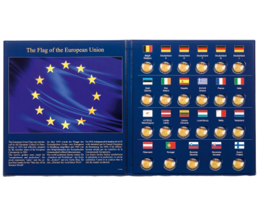 ALBUM PRESSO POUR LES 23 PIÈCES DE 2 EUROS COMMÉMORATIVES « 30 ANS DU DRAPEAU DE L’UE » - pieces-et-monnaies.com