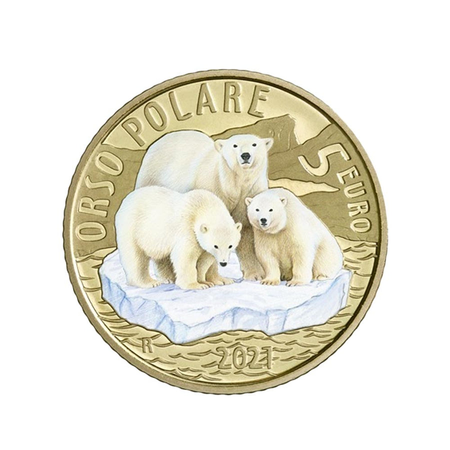Itália 2021 - 5 euros comemorativa - urso polar - be