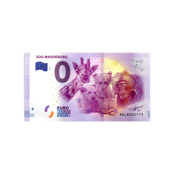 ⁣⁢Zero Euro Souvenir Banknote - Zoo Magdeburg - Germany - 2017⁤⁣