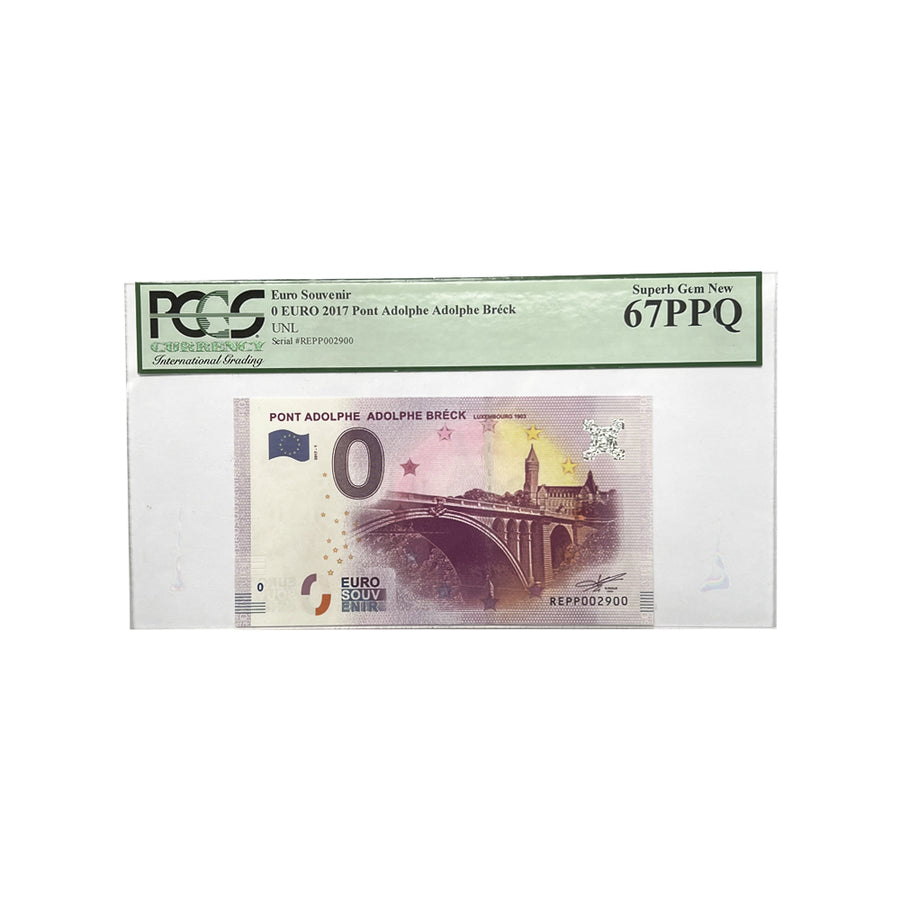 Billet souvenir de zéro euro - Pont Adolphe - Luxembourg - 2017