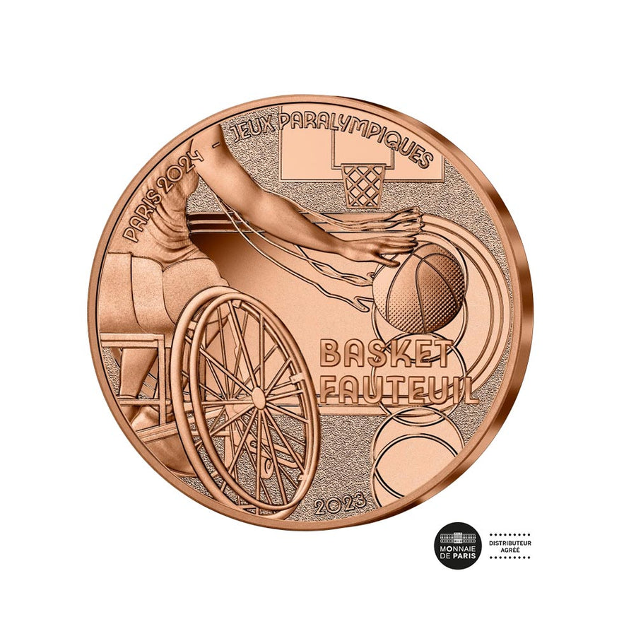 Jeux Olympiques de Paris 2024 - Série les sports - Basket fauteuil - Monnaie de 1/4 €  - 2023