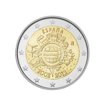 espagne 2012 2 euro 10 ans de l'euro