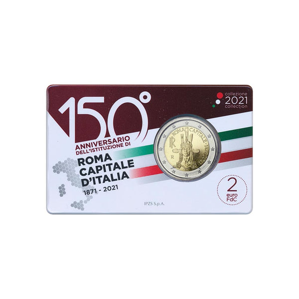 ⁣⁢Italy 2021 - Coincard 150th Anniversary of the Institution of Rome, Capital of Italy⁤⁣