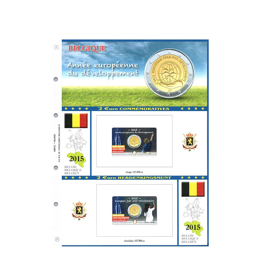 Album de folhas 2015 a 2022 - 2 euros comemorativo coincidir - Bélgica