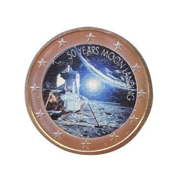 2 euro commemorativo - 50 anni di atterraggio lunare - colorato