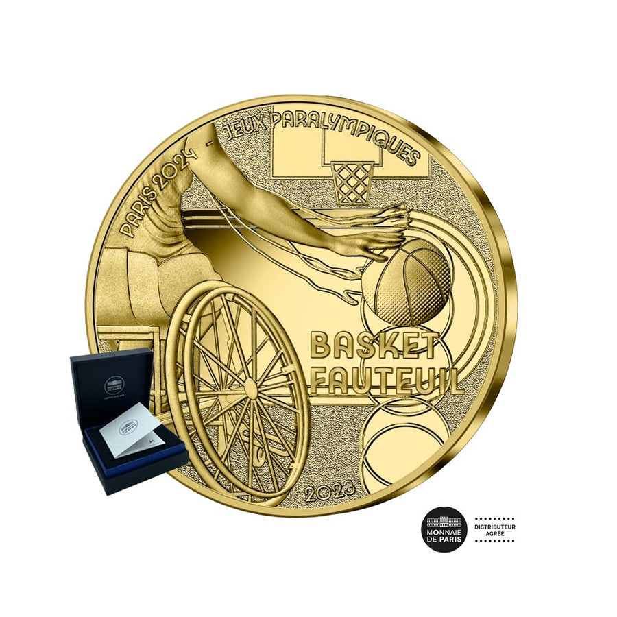 Jeux Olympiques de Paris 2024 - Série les sports - Basket fauteuil - Monnaie de 50€ Or - 1/4 Oz - BE 2023