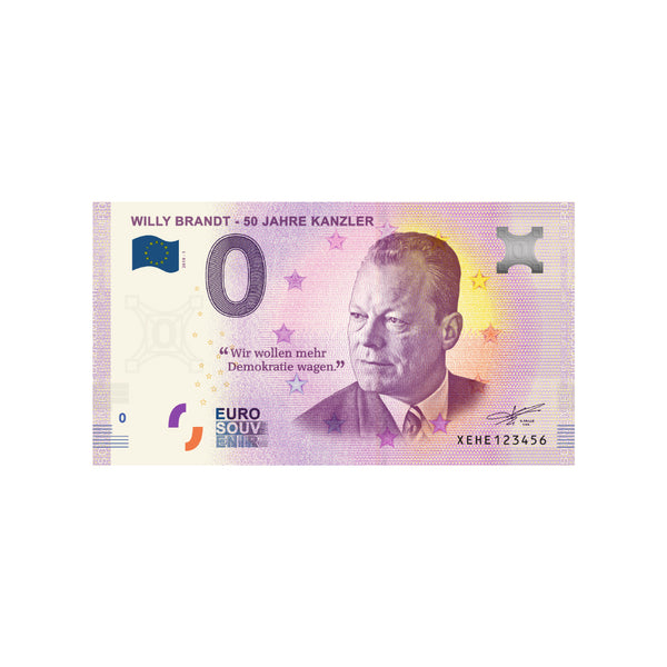⁣⁢Suvenírová bankovka s nulovou hodnotou - Willy Brandt 50 Jahre Kanzler - Nemecko - 2019⁤⁣