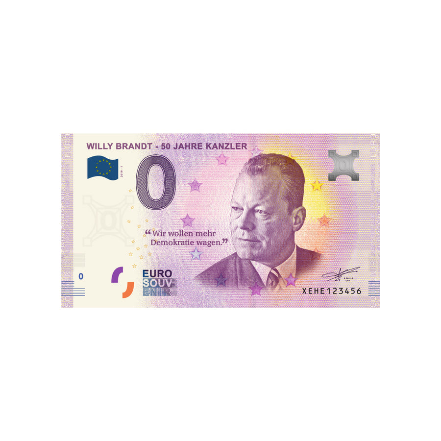 Souvenir Ticket van Zero Euro - Willy Brandt 50 Jahre Kanzler - Duitsland - 2019
