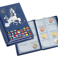 Album de poche avec 12 feuilles numismatiques - 12 Séries complètes Euros - Bleu