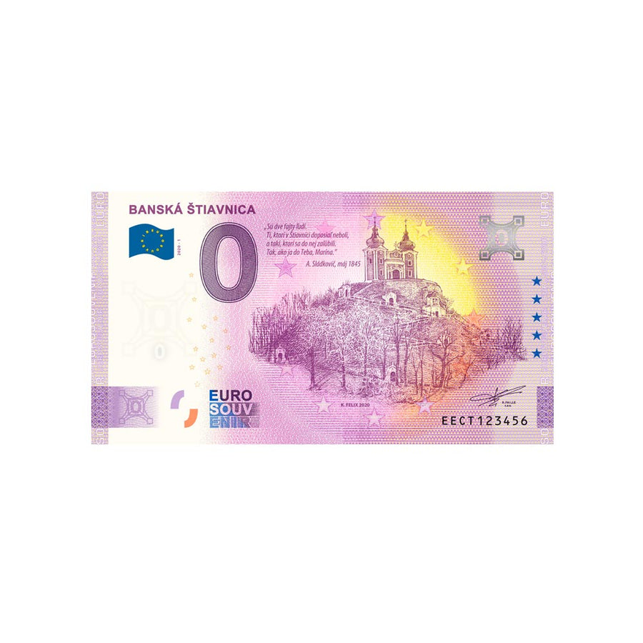 Bilhete de lembrança de zero a euro - Banska Stiavnica - Eslováquia - 2020