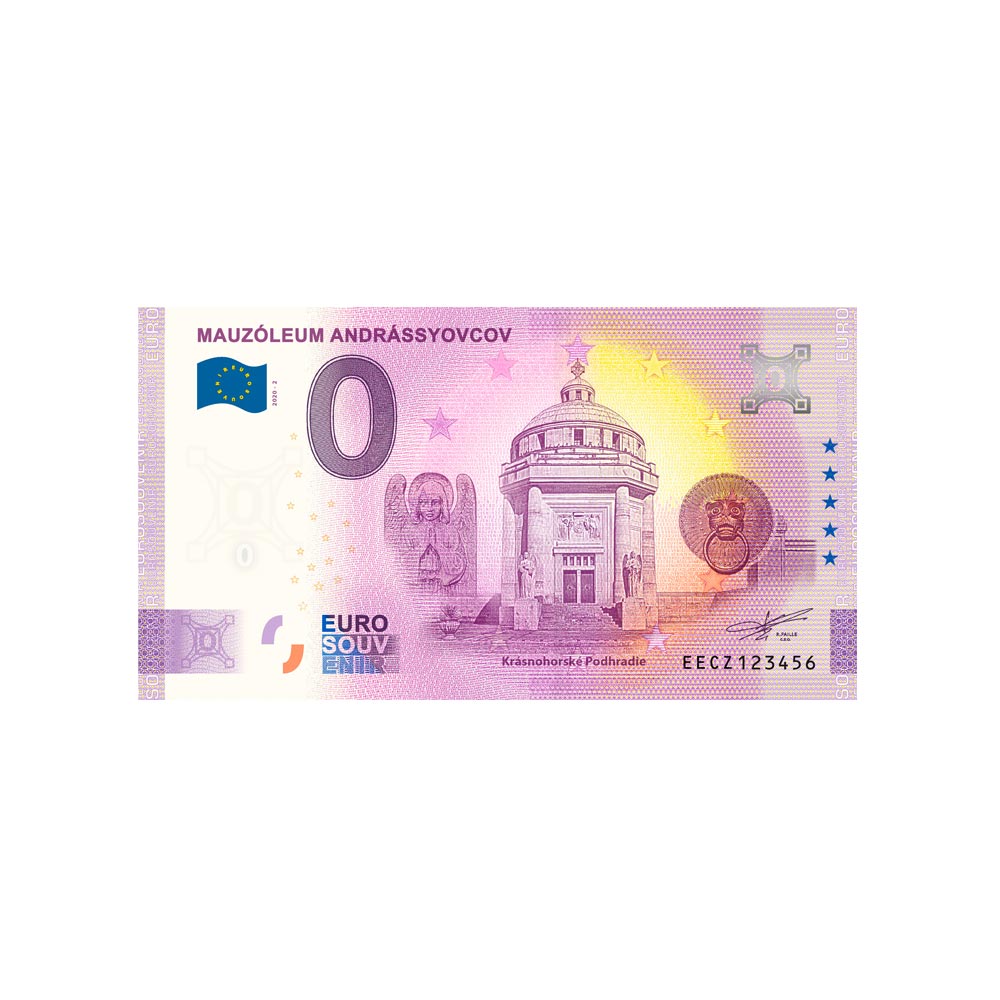 Bilhete de lembrança de Zero Euro - Mauzoleum Andrassyovcov - Eslováquia - 2020