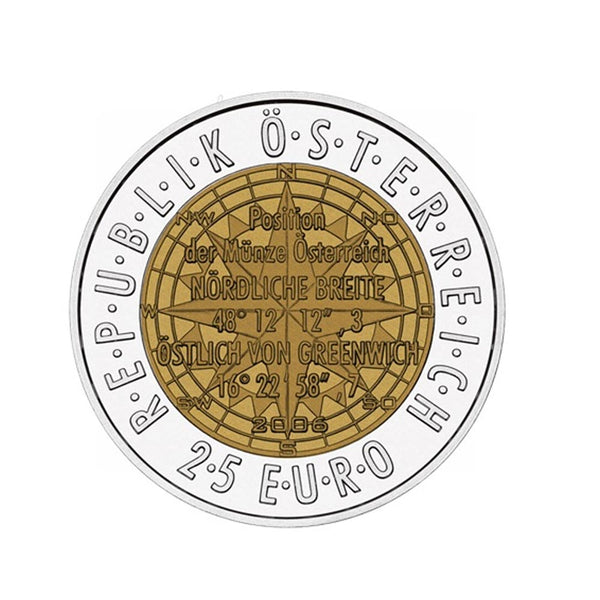 ⁣⁢European Satellite Navigation - Austria - 25 Euro Silver Niobium Coin - 2006⁤⁣