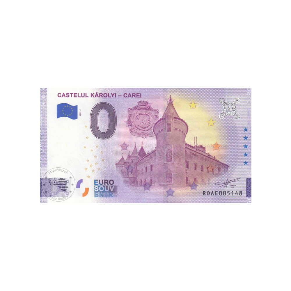 Billet souvenir de zéro euro - Castelul Károlyi - Carei - Roumanie - 2022