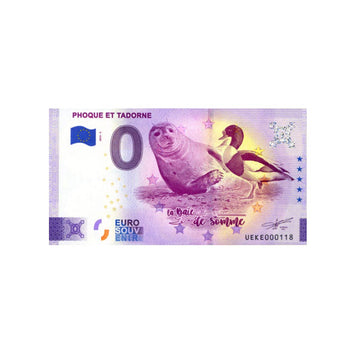 Souvenir ticket from zero euro - seal and tadorne - france - 2023