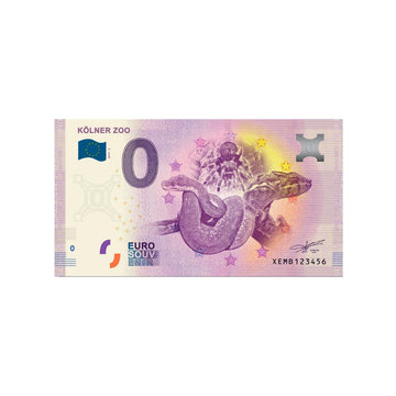 Bilhete de lembrança de zero para euro - Kölner Zoo - Alemanha - 2019