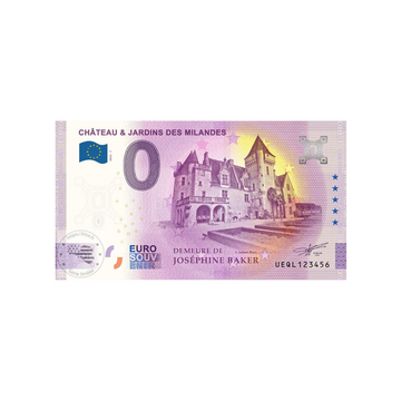 Billet souvenir de zéro euro - Château & Jardins des Milandes - France - 2022