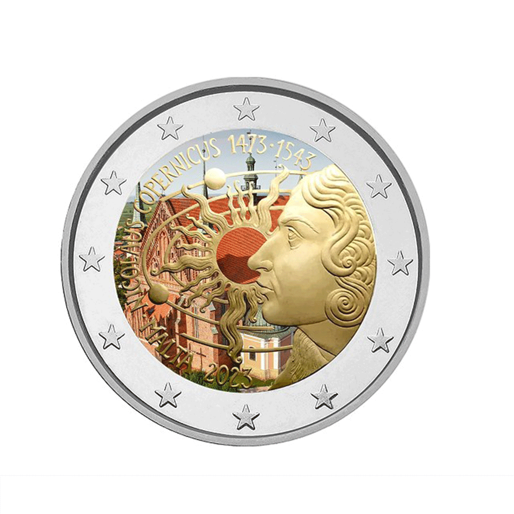 Malte 2023 - 2 Euro Commémorative - 550è Anniversaire de la naissance de Nicolas Copernic - Colorisée
