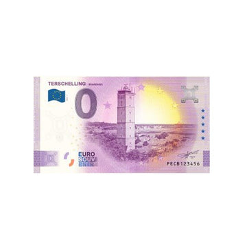 Biglietto di souvenir da zero a euro - terschelling - Paesi Bassi - 2023