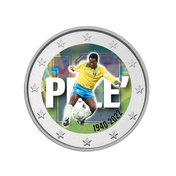 Pelé - 2 Euro Herdenkingsmedent - Gekleurd