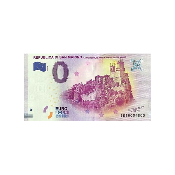 ⁣⁢Null-Euro-Souvenirschein - Republik San Marino - Italien - 2017⁤⁣