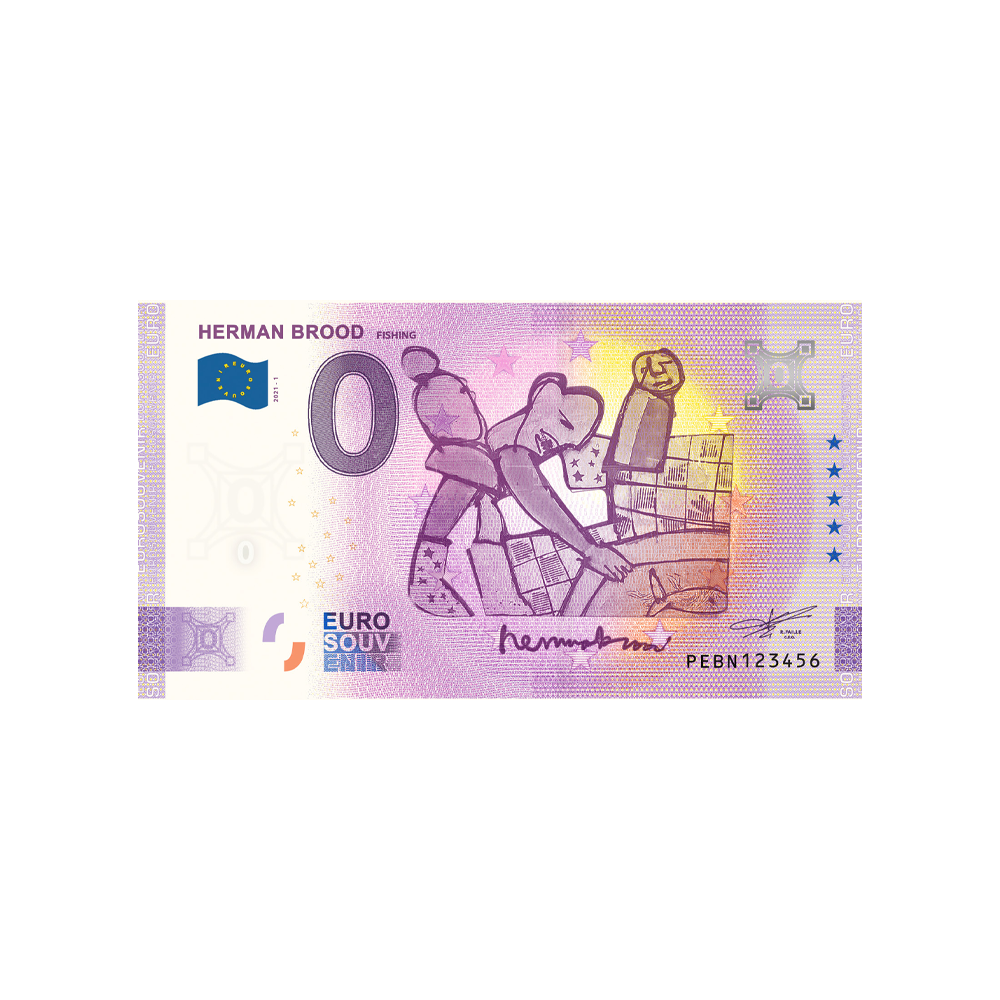 Billet souvenir de zéro euro - Herman Brood - Fishing - Pays-Bas - 2021