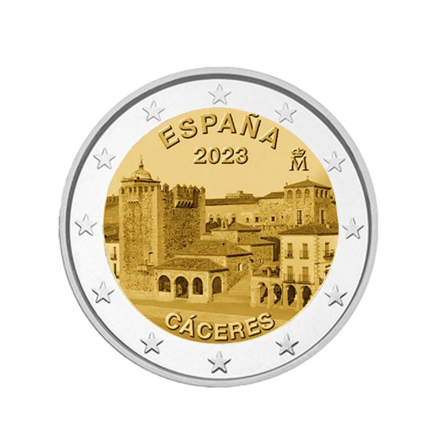 Spanje 2023 - 2 euro herdenkingsmedewerkers - Oude stad van Caceres