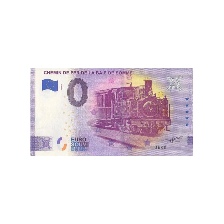Bilhete de lembrança de zero a euro - ferrovia da Baía de Soma 1 - França - 2020