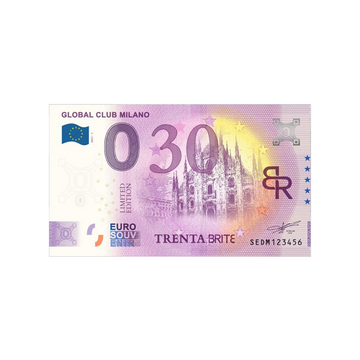 Souvenir ticket from zero to Euro - Global Club Milano - Italy - 2021
